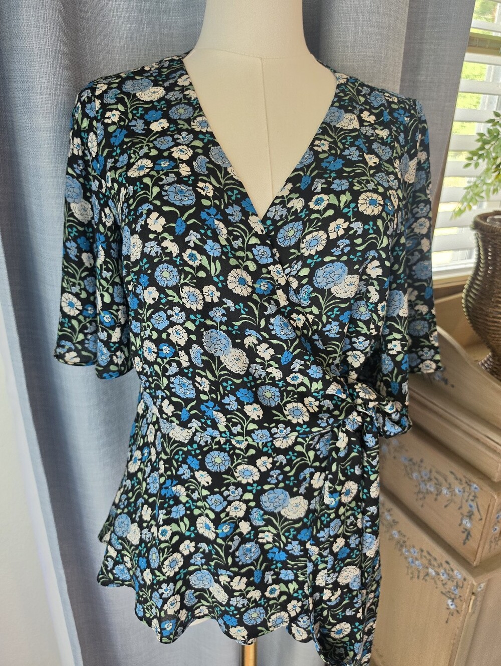 Loft Floral Wrap Blouse